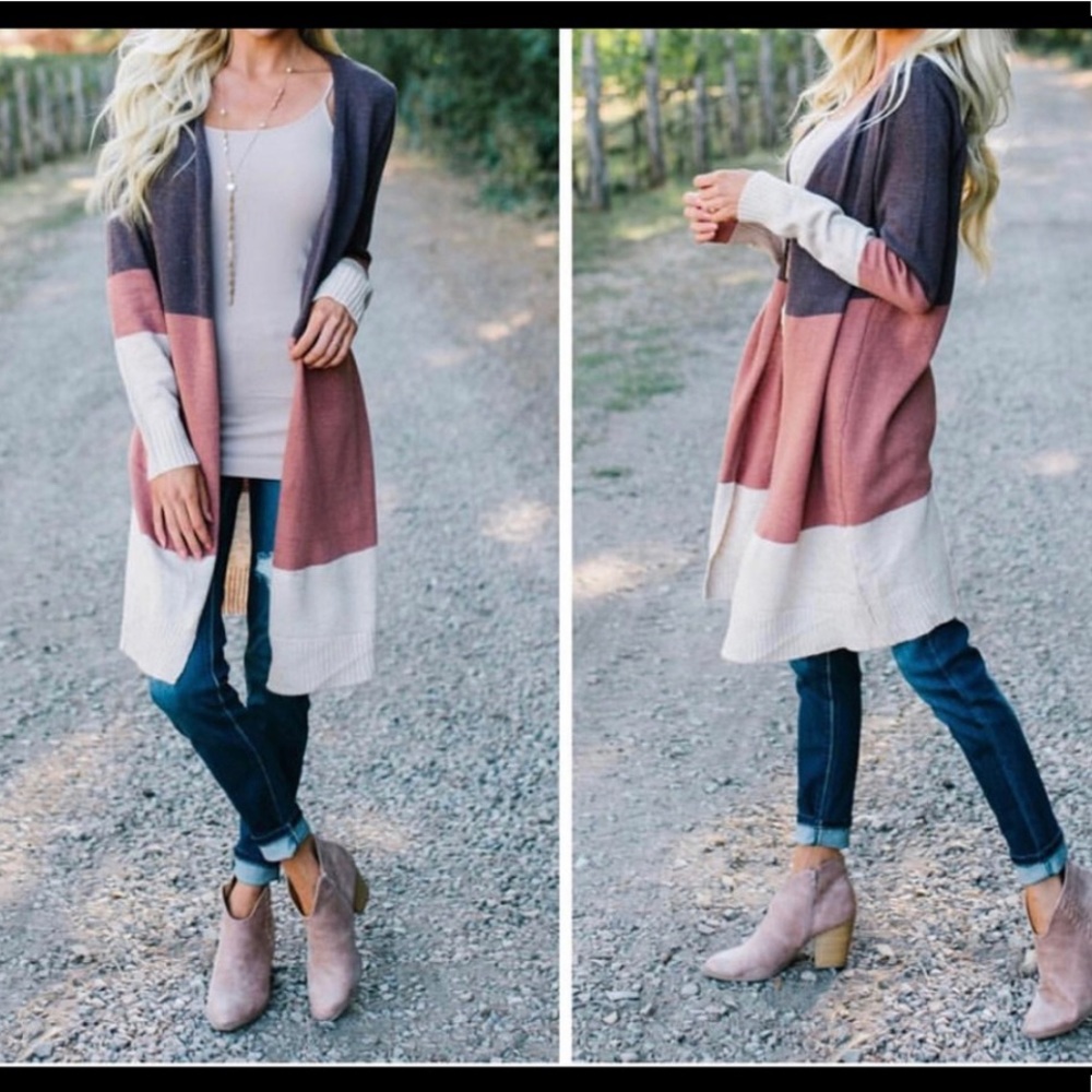 SOLD / Long Colorblock Cardigan